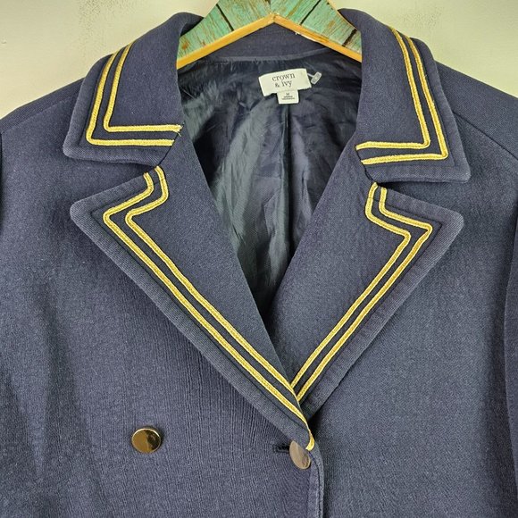 Crown & Ivy Double Breasted Nautical Embroidered Blazer Jacket, M - Picture 3 of 6